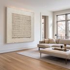 Modern Textured Minimalist Painting Neutral Beige Canvas Art Large Japandi Wall Art -SJ#3003
