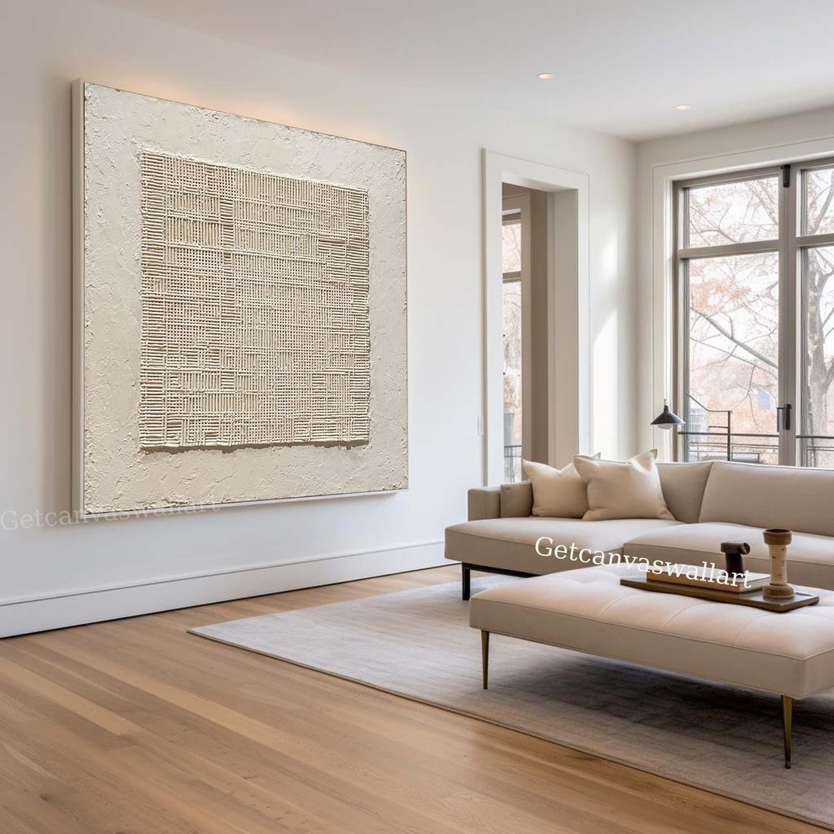 Modern Textured Minimalist Painting Neutral Beige Canvas Art Large Japandi Wall Art -SJ#3003