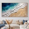 Abstract Seascape Textured Oil Painting, Large Coastal Wave Wall Art,handmade 3D Impasto Seafoam Beach Canvas,modern Living Room Ocean Decor - SJ#0273