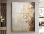 Large Beige Abstract Oil Painting Beige 3d Textured Wall Art Wabi Sabi Wall Art Light Brown Minimalist Canvas Art Modern Abstract Painting - SJ#0298