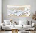 Textured Ocean Waves Painting_ 3D Beige Wabi-sabi Canvas Art -SJ#0286