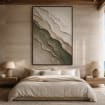 Sage Green Abstract Painting, Textured Flowing Canvas Wall Art, Nature Inspired Plaster Decor, Zen Bedroom Home - In Room Setting | Seegart Wall Art
