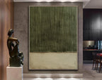 Large Green Abstract Painting,green Texture Art,light Green Wall Art,sofa Wall Art,original Abstract Painting,beige Modern Minimalist Art -SJ#0299