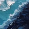 Crashing Ocean Wave Painting, Blue and White Seascape, Modern Coastal Wall Art - SJ#0276