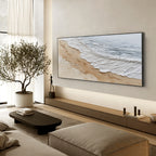 Heavy Textured Ocean Wave Painting_ Minimalist Beach Impasto Art on Canvas - SJ#0280