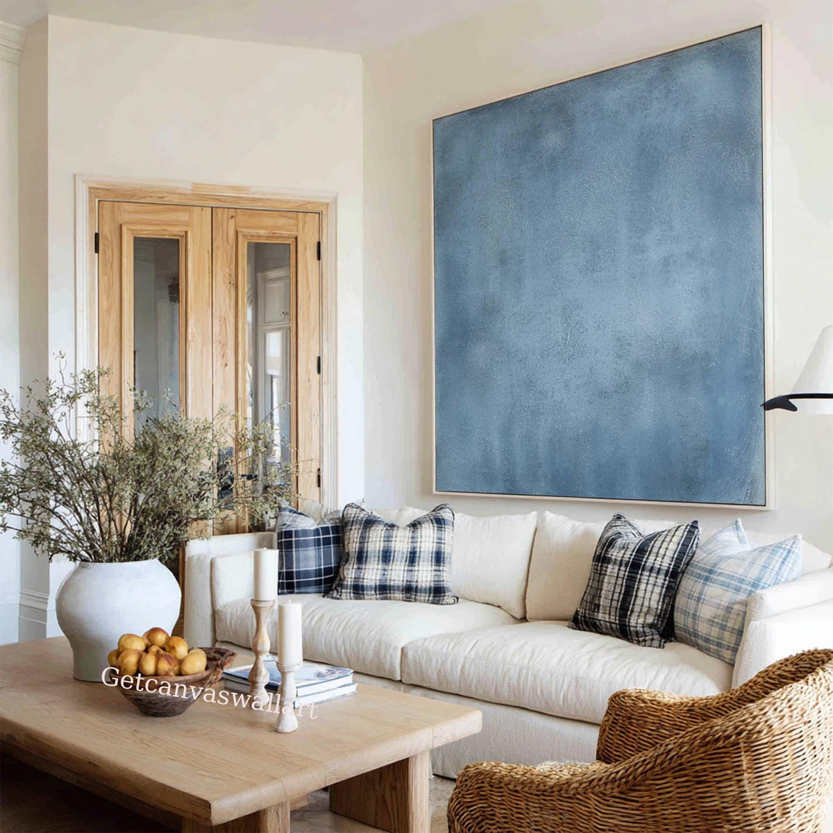 Blue Abstract Wall Art Minimalist Texture Oil Painting Large Neutral Modern Canvas SJ#0310