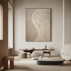 Handmade Cream Beige Painting, 3D Textured Abstract Wall Art, Minimalist Canvas Art for Living Room Decor -SJ#0297