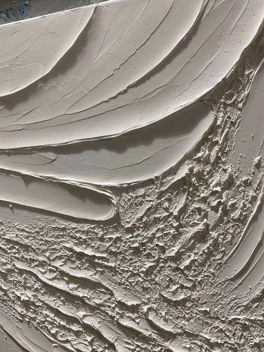 Hand Painted White Beach Oil Painting, Abstract Ocean Waves Art, Impasto Texture -SJ#0278
