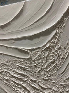 Hand Painted White Beach Oil Painting, Abstract Ocean Waves Art, Impasto Texture -SJ#0278