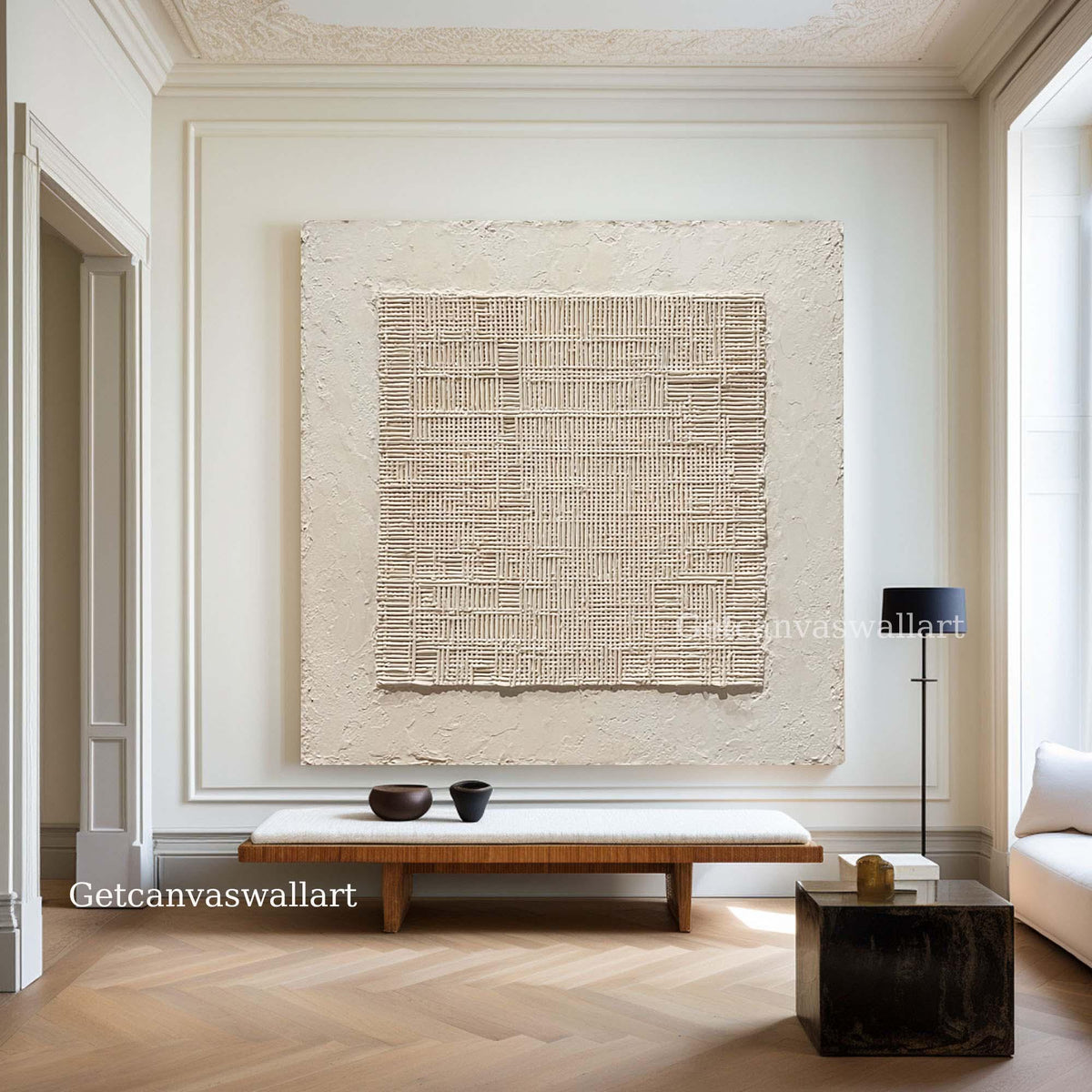 Modern Textured Minimalist Painting Neutral Beige Canvas Art Large Japandi Wall Art - SJ#0314