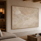 Cream Beige Abstract Oil Painting, Textured Neutral Canvas Art, Large Wabi Sabi Wall Art for Japandi Home Decor - SJ#0277