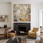 Colorful Abstract Splatter Painting Neutral Textured Wall Art Large Square Modern Canvas -SJ#0311（副本）