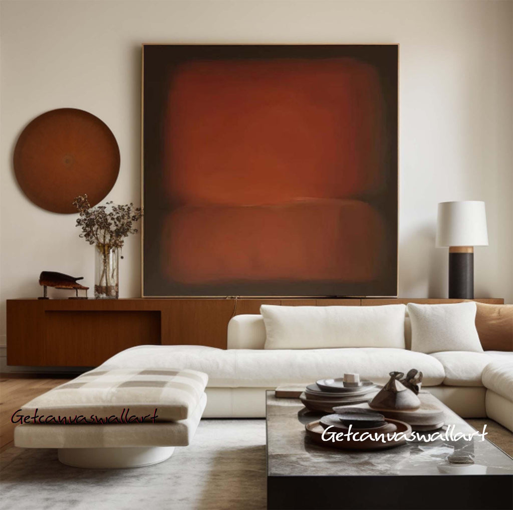 Large Moody Rust Abstract Canvas Art Mark Rothko Style Oil Painting Mid-century Modern Wall Art -SJ#3001