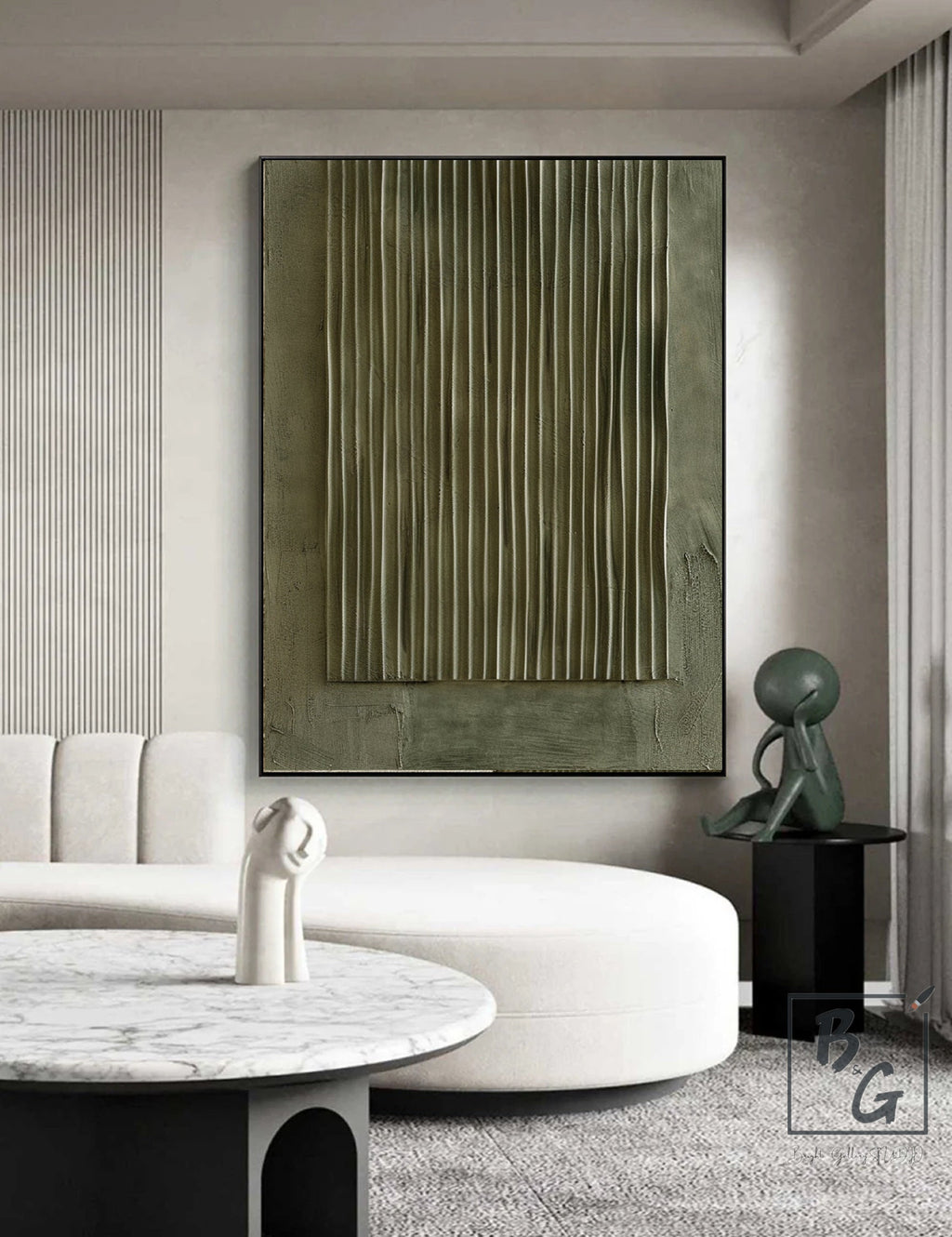 Large Green Abstract Painting,green Texture Art,light Green Wall Art,sofa Wall Art,original Abstract Painting,green Modern Minimalist Art -SJ#0300