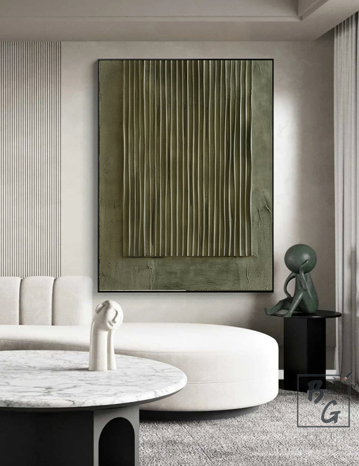 Large Green Abstract Painting,green Texture Art,light Green Wall Art,sofa Wall Art,original Abstract Painting,green Modern Minimalist Art -SJ#0300