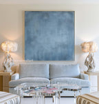 Blue Abstract Wall Art Minimalist Texture Oil Painting Large Neutral Modern Canvas SJ#0310