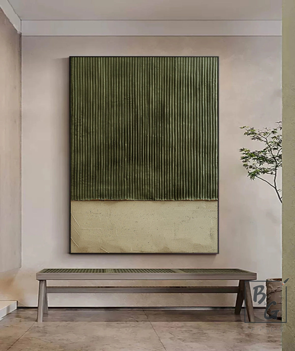 Large Green Abstract Painting,green Texture Art,light Green Wall Art,sofa Wall Art,original Abstract Painting,beige Modern Minimalist Art -SJ#0299