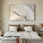 Large White Canvas Abstract Painting, Beige Minimalist Wall Art, Beige Textured Hand Painting, Modern Stylish Home Decor - View 3 | Seegart Abstract Art