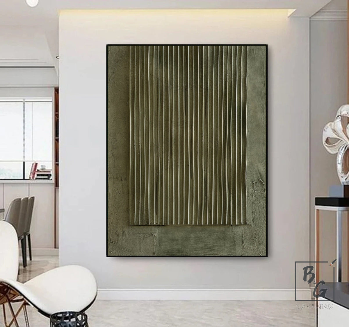 Large Green Abstract Painting,green Texture Art,light Green Wall Art,sofa Wall Art,original Abstract Painting,green Modern Minimalist Art -SJ#0300
