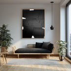 Textured Black and White Geometric Art – Framed Minimalist Plaster Wall Decor -SJ#0309