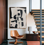 Black Beige Abstract Wall Art Large Textured Modern Painting Wabi Sabi Minimalist Canvas -SJ#0293