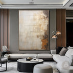 Large Beige Abstract Oil Painting Beige 3d Textured Wall Art Wabi Sabi Wall Art Light Brown Minimalist Canvas Art Modern Abstract Painting - SJ#0298