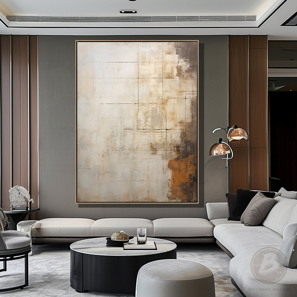 Large Beige Abstract Oil Painting Beige 3d Textured Wall Art Wabi Sabi Wall Art Light Brown Minimalist Canvas Art Modern Abstract Painting - SJ#0298