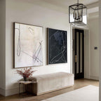 Set of 2 Abstract Line Canvas Art Black White Minimalist Oil Painting Japandi Home Artwork -SJ#0307