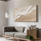 Large 3D Textured Ocean Waves Painting,handmade Wabi-sabi Plaster Art - SJ#0281