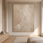 Cream Beige Abstract Oil Painting, Textured Neutral Canvas Art, Large Wabi Sabi Wall Art for Japandi Home Decor - SJ#0277