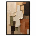Abstract Geometric Painting, Thick Impasto Canvas Wall Art, Textured Earth Tone Neutral Decor, Modern Minimalist Living Room Gifts - Main Product Image | Seegart