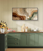 3D Textured Wave Painting, Earth Tone Abstract Wall Art -SJ#0272