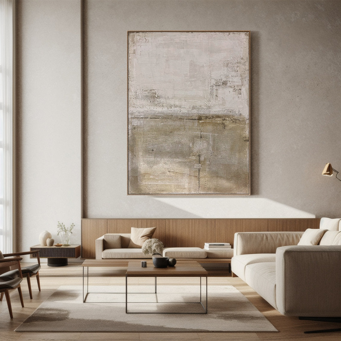 Beige Brown Original Abstract Painting, Neutral Textured Wall Art, Wabi Sabi Canvas Art for Home Decor - SJ#0274