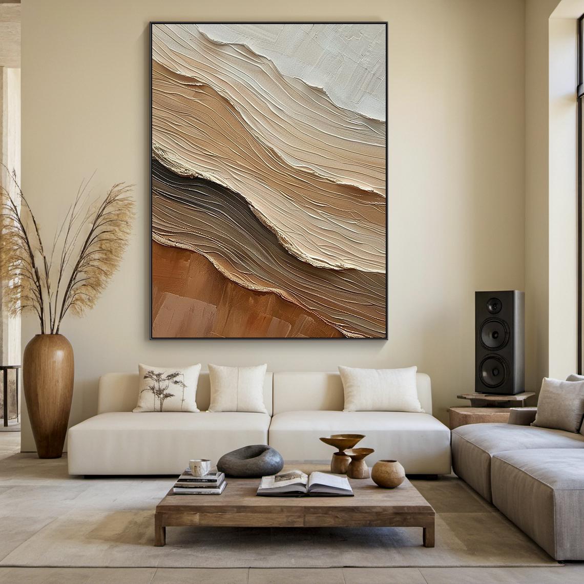 Earth Tone Layered Wave Textured Wall Art – SJ#0271