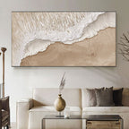 Large 3D Textured Ocean Waves Painting,handmade Wabi-sabi Plaster Art - SJ#0281