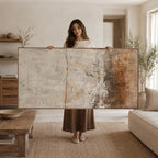 Beige Brown Abstract Oil Painting, Modern Textured Canvas Art for Home Wall Decor -SJ#0290