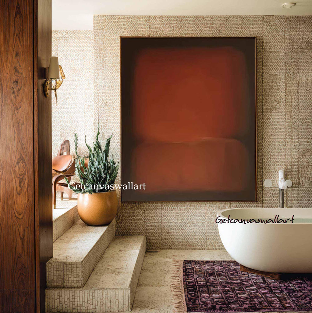 Large Moody Rust Abstract Canvas Art Mark Rothko Style Oil Painting Mid-century Modern Wall Art -SJ#3001