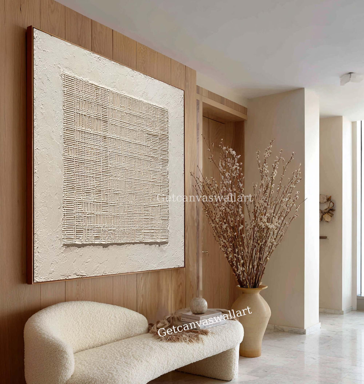 Modern Textured Minimalist Painting Neutral Beige Canvas Art Large Japandi Wall Art -SJ#3003