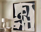 Black Beige Abstract Wall Art Large Textured Modern Painting Wabi Sabi Minimalist Canvas -SJ#0293