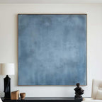 Blue Abstract Wall Art Minimalist Texture Oil Painting Large Neutral Modern Canvas SJ#0310