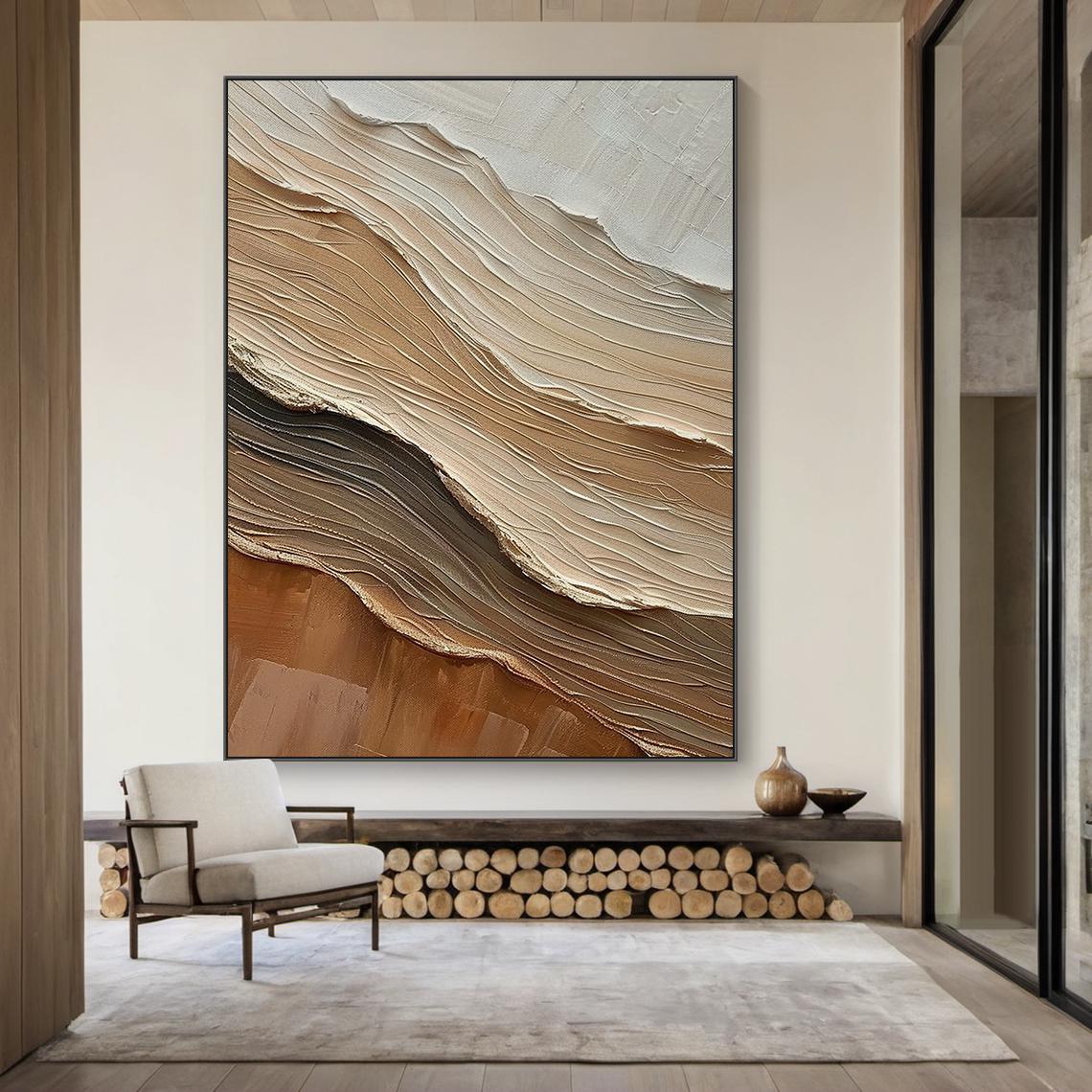 Earth Tone Layered Wave Textured Wall Art – SJ#0271