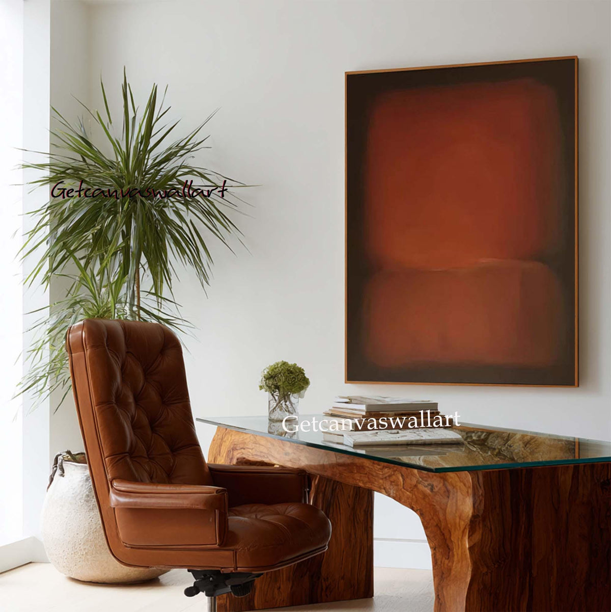 Large Moody Rust Abstract Canvas Art Mark Rothko Style Oil Painting Mid-century Modern Wall Art -SJ#3001