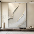 Large White Canvas Abstract Painting, Beige Minimalist Wall Art, Beige Textured Hand Painting, Modern Stylish Home Decor - SJ#3002