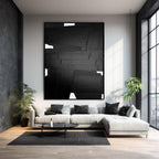 Textured Black and White Geometric Art – Framed Minimalist Plaster Wall Decor -SJ#0309