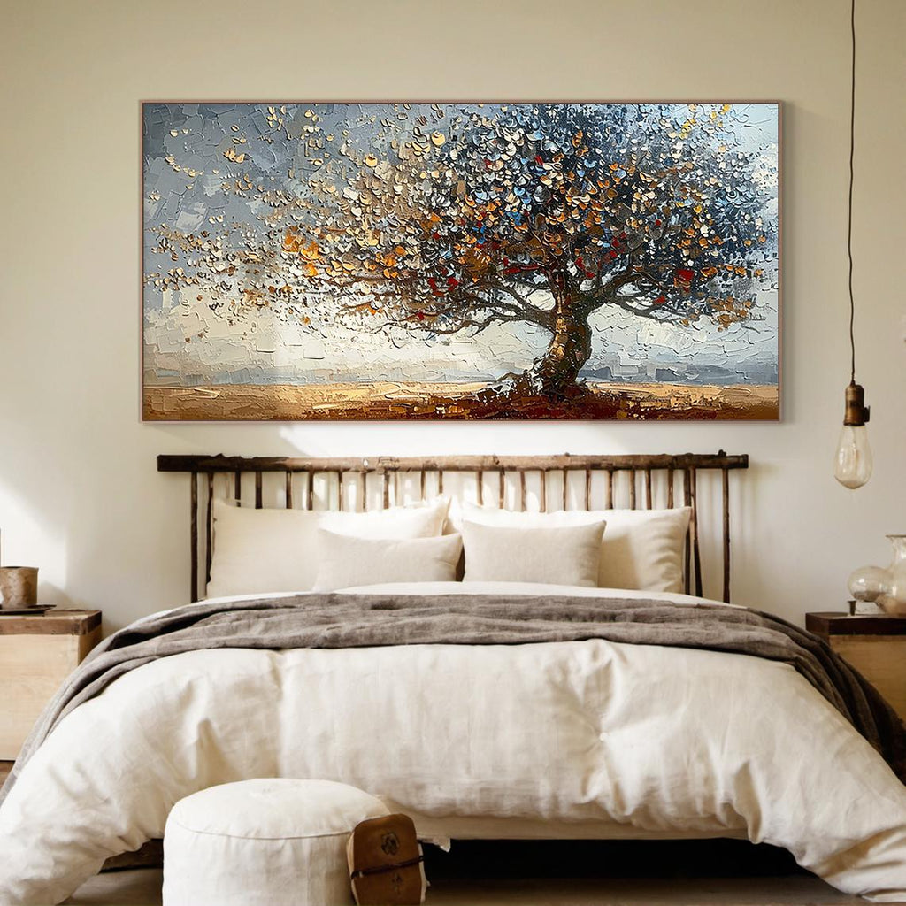 Neutral Tree of Life Oil Painting, 3D Textured Landscape Wall Art, Nature Canvas Art for Home Decor -SJ#0287