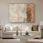 Beige Brown Abstract Oil Painting, Modern Textured Canvas Art for Home Wall Decor -SJ#0290
