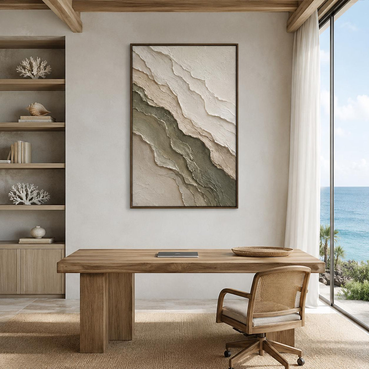 Sage Green Abstract Painting hand-painted wall art (view 5) | Seegart
