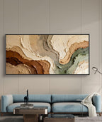 3D Textured Wave Painting, Earth Tone Abstract Wall Art -SJ#0272