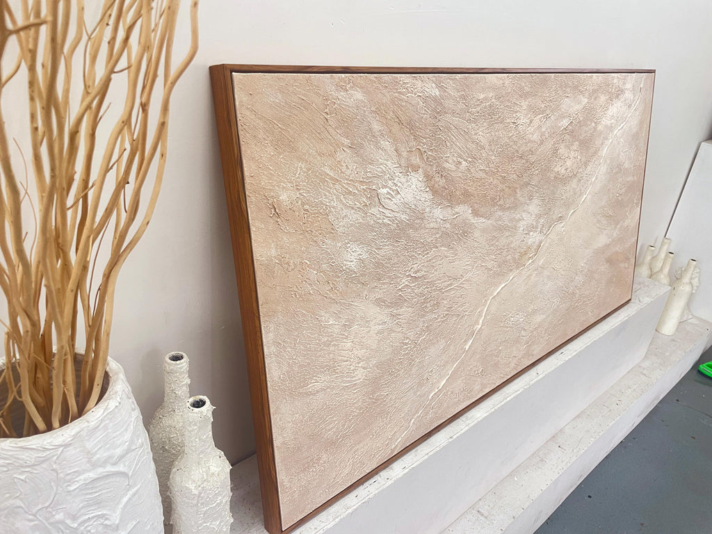 Cream Beige Abstract Oil Painting, Textured Neutral Canvas Art, Large Wabi Sabi Wall Art for Japandi Home Decor - SJ#0277
