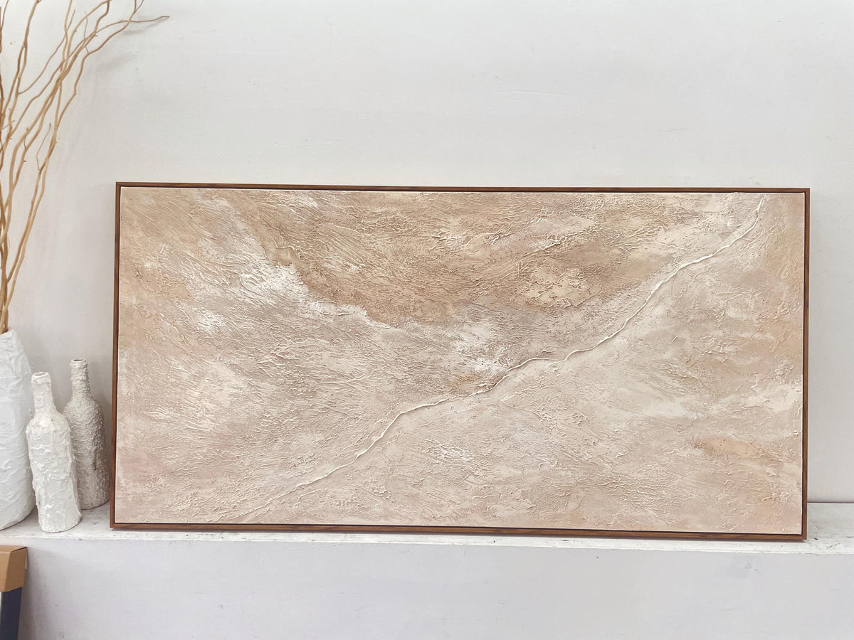 Cream Beige Abstract Oil Painting, Textured Neutral Canvas Art, Large Wabi Sabi Wall Art for Japandi Home Decor - SJ#0277